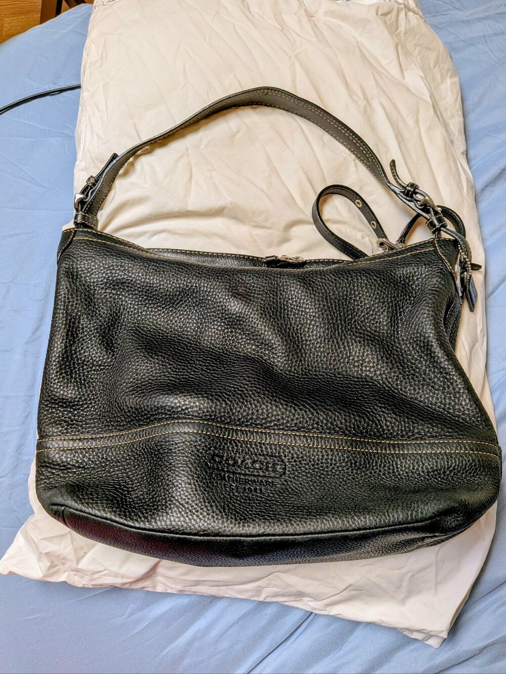 Coach Black Pebbled Leather Shoulder Bag